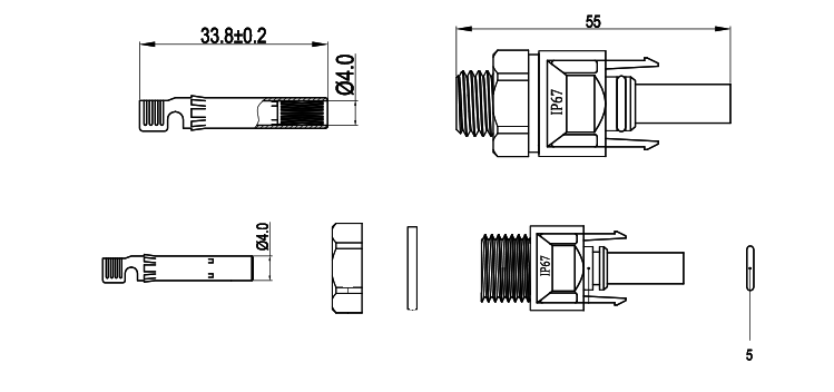 Conector MC4 Trascuadro 501 SCF/CT-1000V